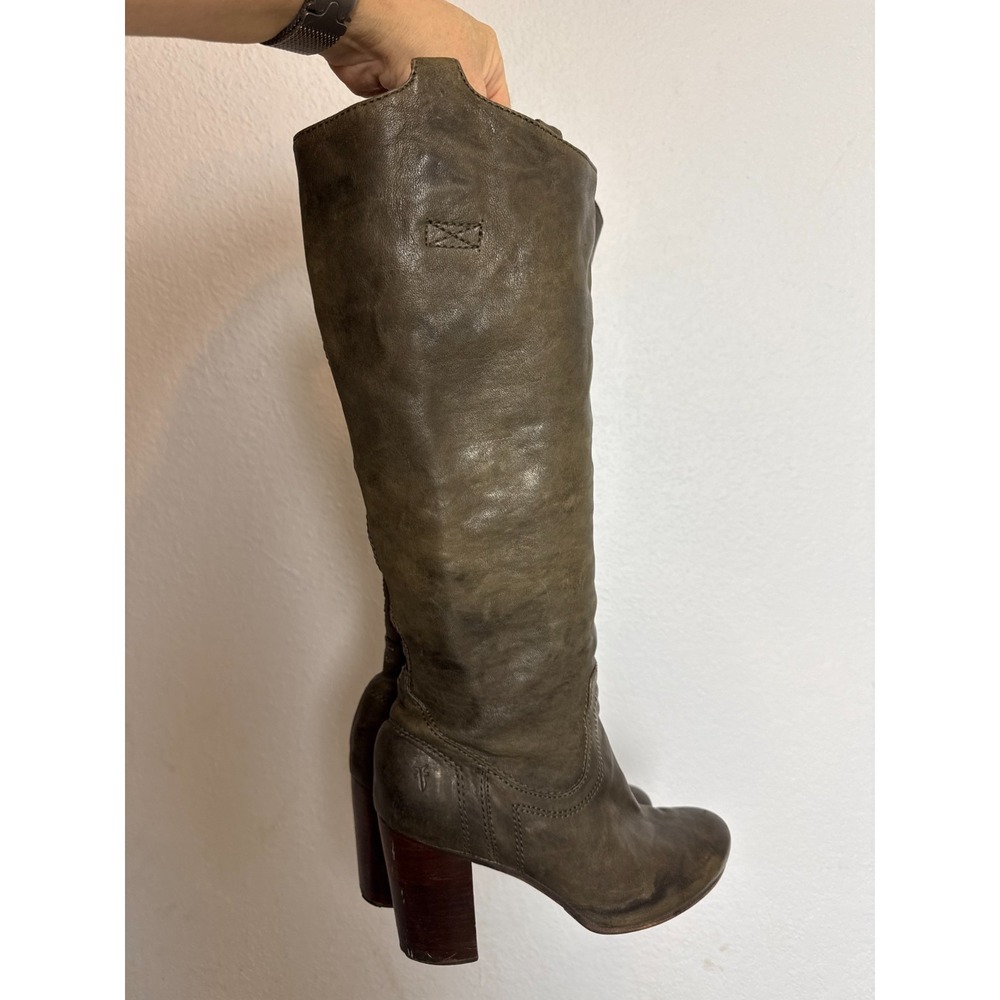 Frye Carson Heel Tab Tall Boots Women's Size 8.5 M Brown Leather Equestrian